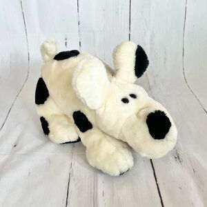 Vintage 1987 Lush Plush White and Black Spot Dog Plush stuffed animal
